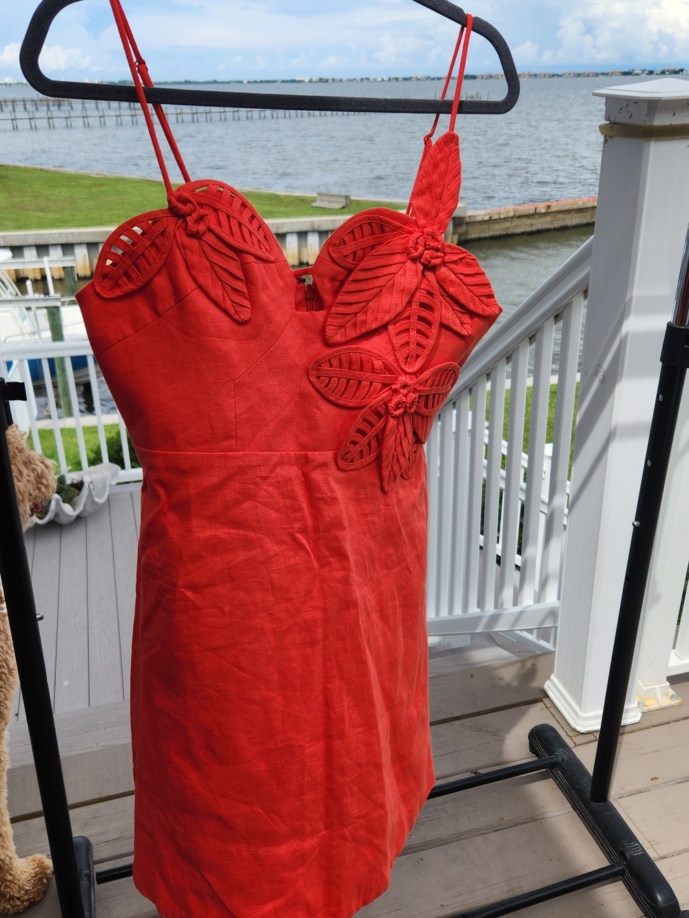 FARM Rio Red Leaf-Appliqué Mini Dress